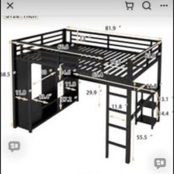 Black Queen Loft Bed Brand New 