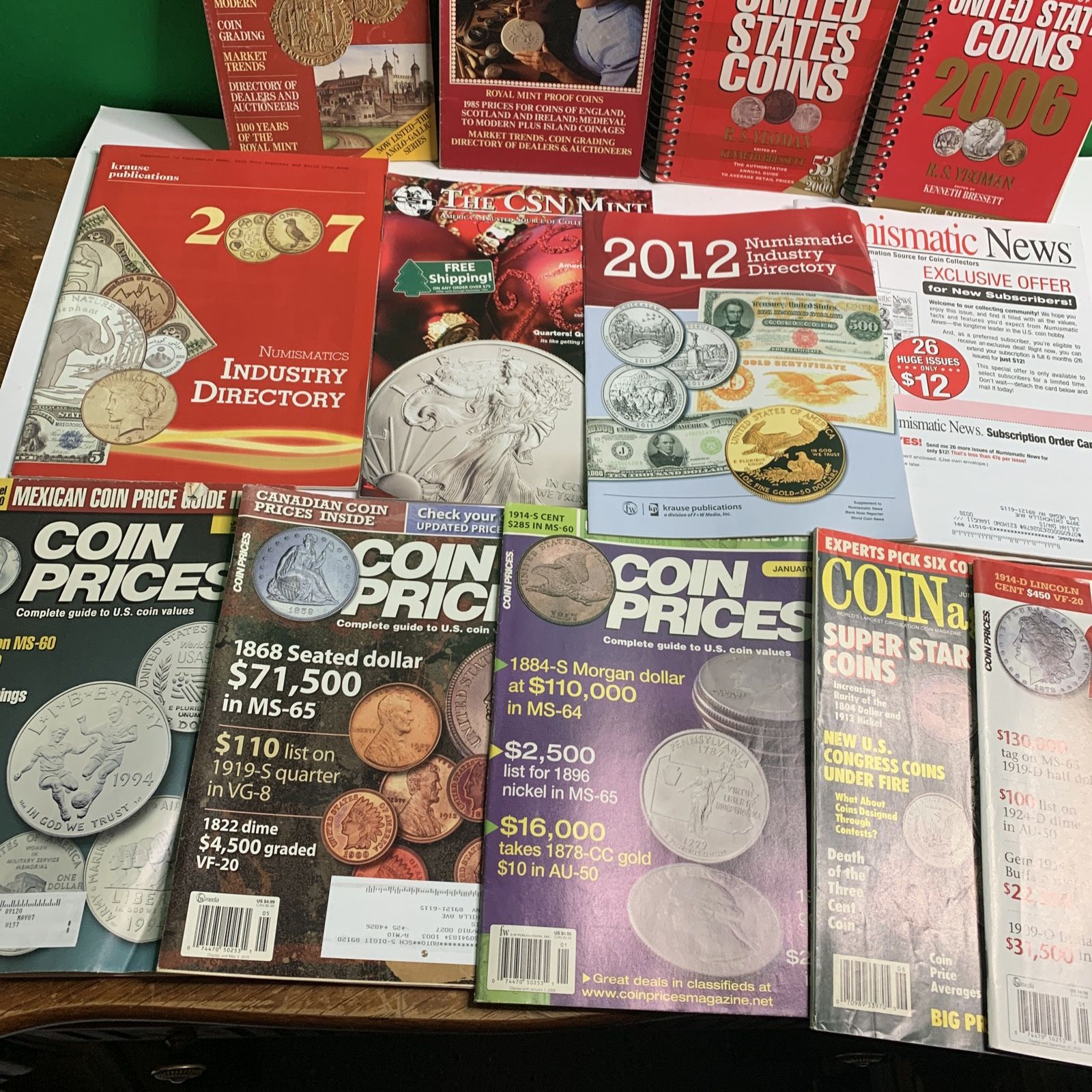 NUMISMATIC COLLECTION Of COINS Books Magazines Price Guide Coin Prices