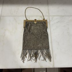 Antique French Cut Steel Beaded Purse & matching cosmetic mirror Circa 1(contact info removed)