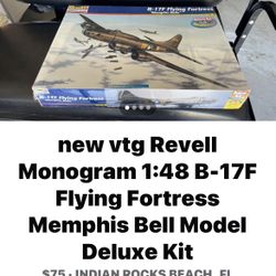 new vtg Revell Monogram 1:48 B-17F Flying Fortress Memphis Bell Model Deluxe Kit