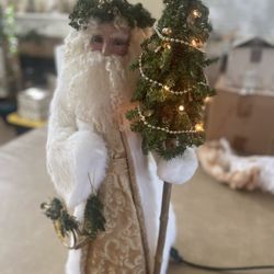Santa Decoration With Light Up Tree