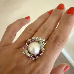 Pear Ruby Diamond Ring