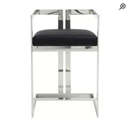 Modern 27" Bar Stool - Chrome Frame & Black Faux Leather