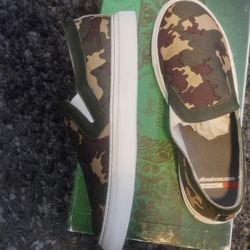 Camo Canvas n Italian Leather Sneakers 