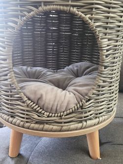 Whisker City 16 in Grey Wicker Cat Lounger . 54.00 At Petsmart