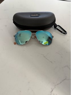 Hurley 60mm Polarized Round Sunglasses W/Hard Case Men Women Unisex Mirror Lense