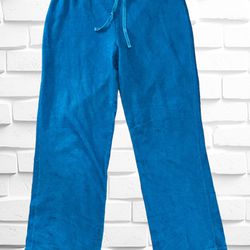Sleep Sense Women’s Small Blue Embroidered Floral Patches Pajama/Lounge Pants
