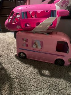 Barbie camper and plane