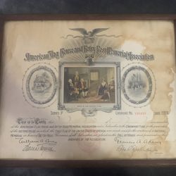 RARE Betsy Ross Memorial Association Certificate 1919