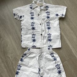 100% Cotton Hawaii Shirt And Short Set For Toddler