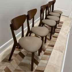 6 Wood & Cushion Chairs! All Six! 