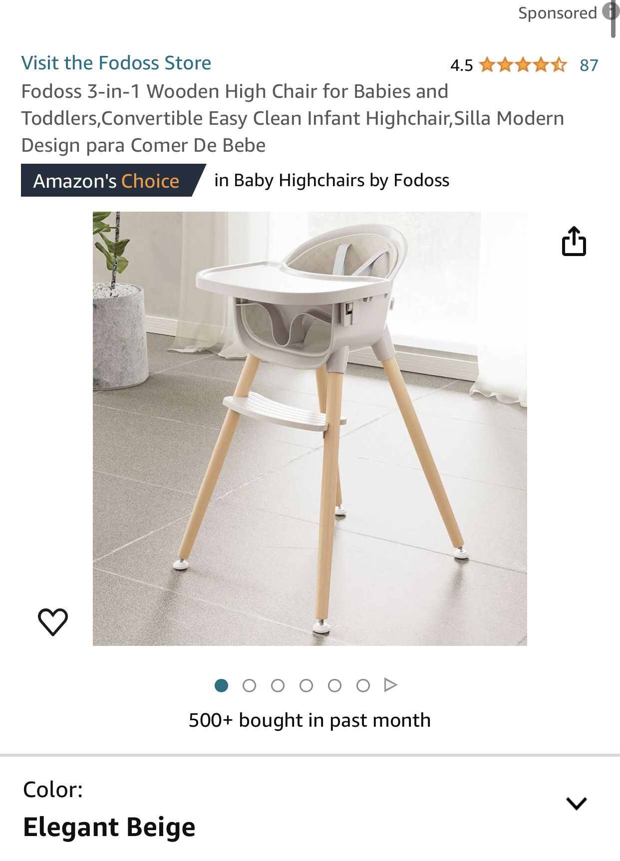 Fodoss 3-in-1 Wooden High Chair for Babies and Toddlers,Convertible Easy Clean Infant Highchair