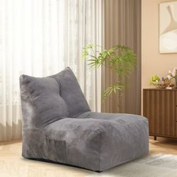 NEW Bean Bag Chair Cozy Lazy Sofa Inflatable Floor Beanbags, Gray