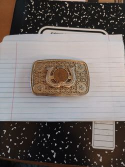 1900 Indian Head Penny Inlaid In Buckle Over Horse  Shoes