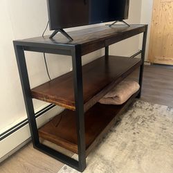 Black and Walnut Wood Console Table 