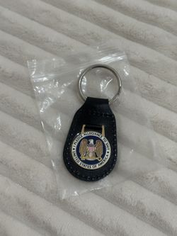 Supreme Leather Badge Keychain FW17