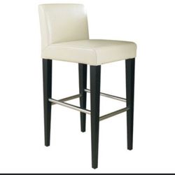 Counter stool,Bar Stool with Back, White,faux leather