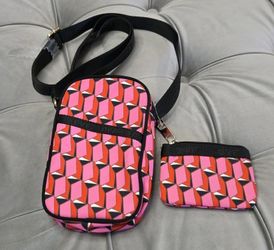 DVF Diane Von Furstenberg X Target Pink Modern Geo Cellphone Holder Purse New