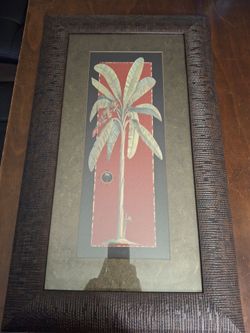 Framed Tropical Botanical Art Print Featuring A Stylized Banana Tree