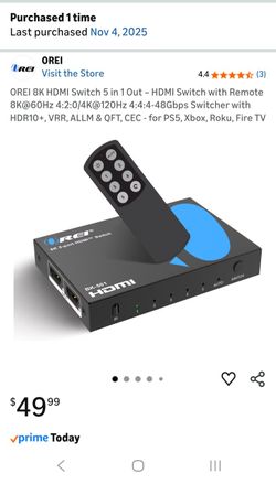 Brand New 8k HDMI Switch With Remote 5 in 1 Out!