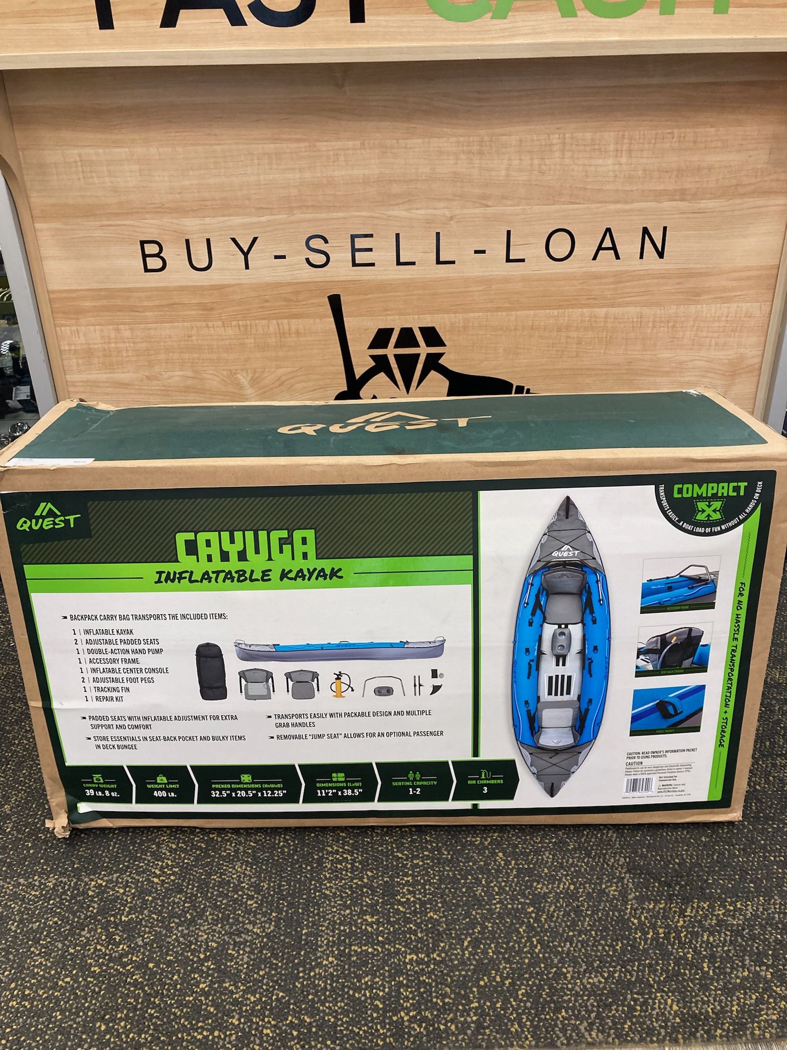Quest PAD00210 Cayuga Inflatable Tandem Kayak