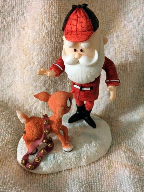 Rudolph Figurine Santa & Rudolph Jingle Jingle Hear My Sleigh Bells Ring 725064

