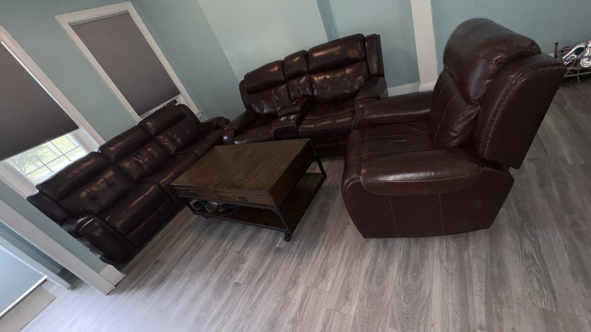 Leather Reclining Sofas And Table And Dining Room Set