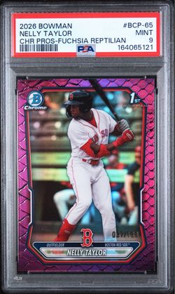 2026 Bowman Chrome Nelly Taylor Fuchsia Reptilian PSA 9