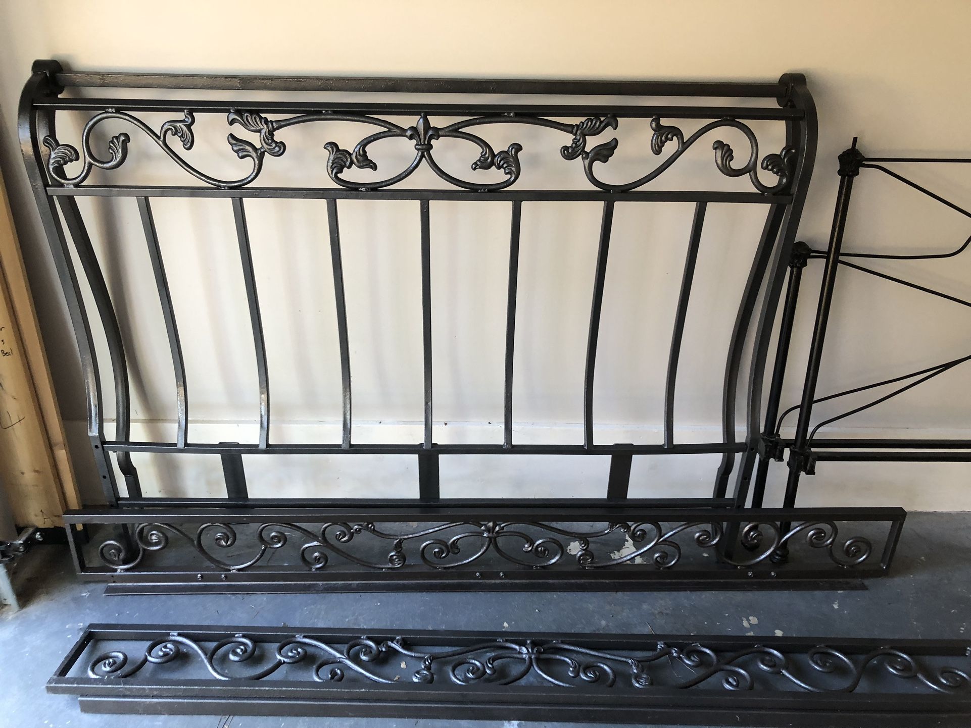 Vintage (Real) Wrought Iron Queen Sized Sleigh Bed