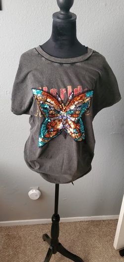Sequin butterfly T-shirt ladies size medium