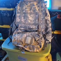 Large Military Backpack With Extra Side Pack