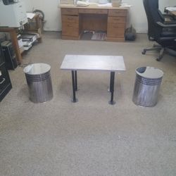 End Tables Two Industrial Style Brushed Stainless Steel End Tables 