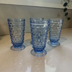 Set Of 4 Vintage Whitehall Blue Glasses 