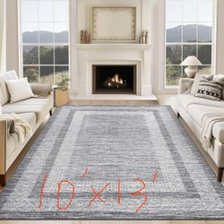 GarveeHome 10x13 Large Washable Geometric Area Rug Non Slip Non Shedding Floor Carpet