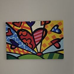 Colorful Heart Canvas Wall Art (Britto Style Copy)