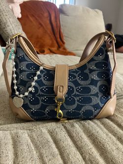 Coach Signature Denim Hobo Shoulder Bag
