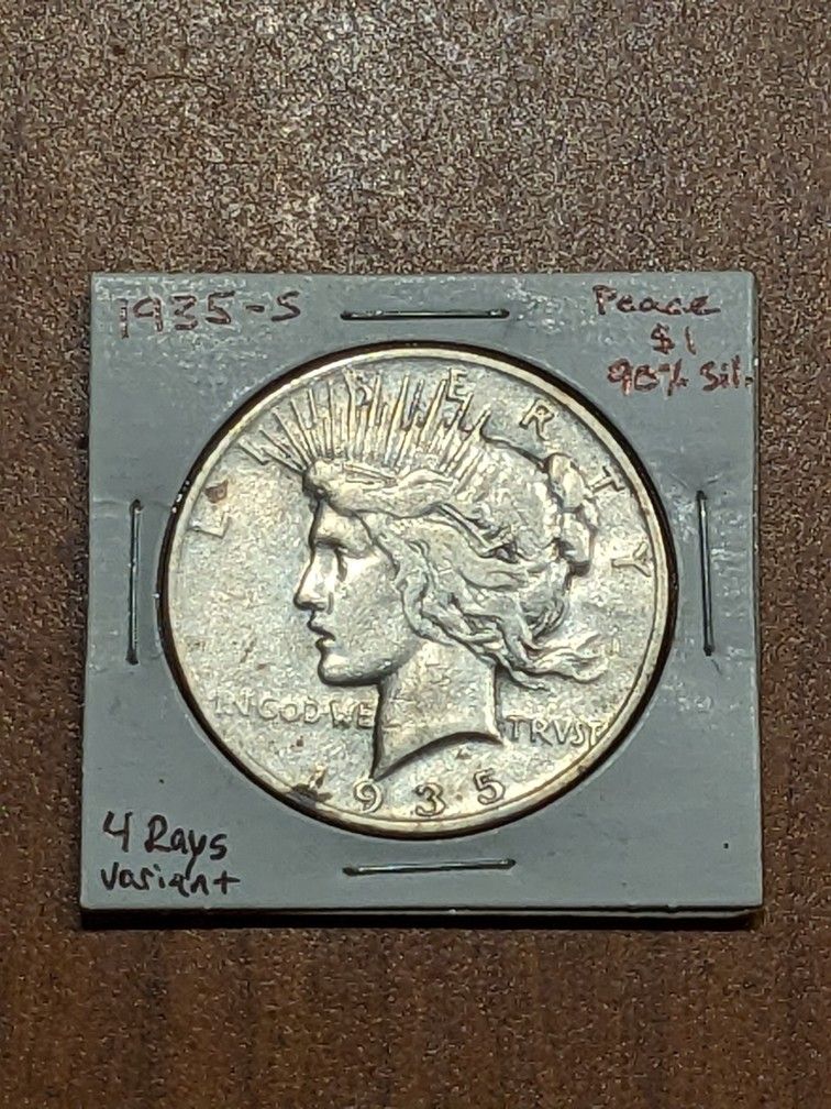 1935-S Peace Silver Dollar $1 Coin "4-Rays" Variant