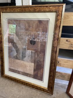 Beautiful Large Pic / Gold Paint Frame With Brown Tone