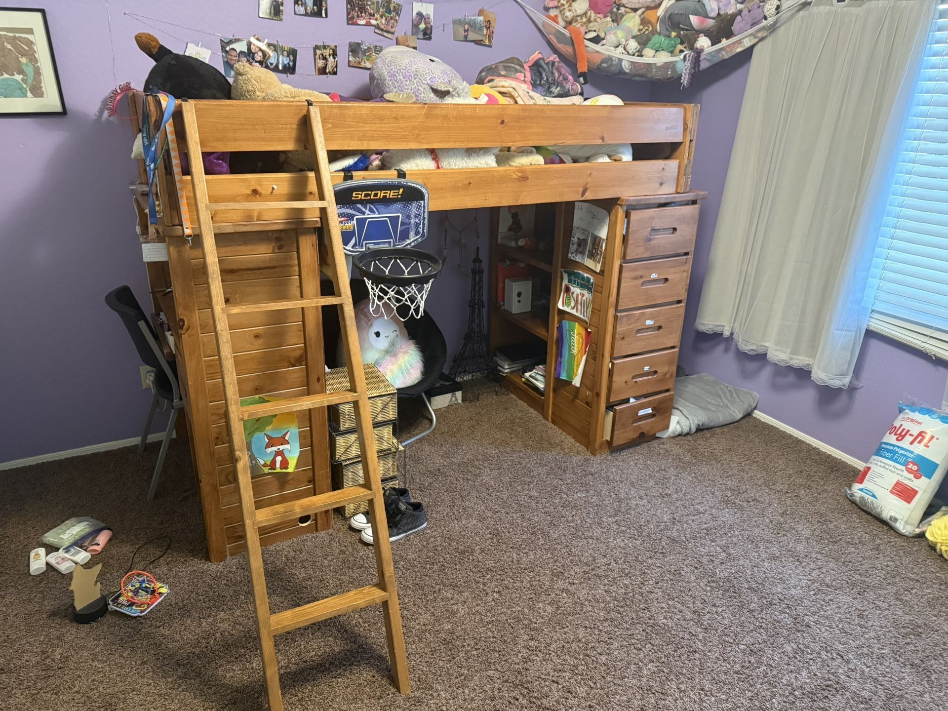Bunk Bed With Desk And Shelves