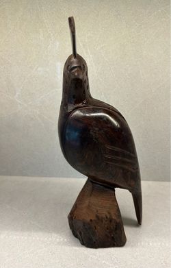 Vintage hand carved ironwood quail sculpture