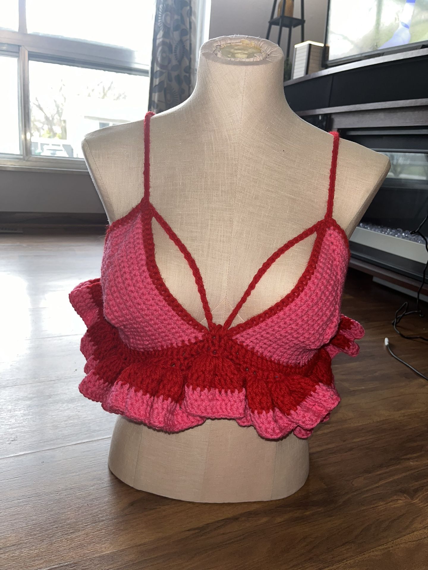 Handmade valentine's day themed crochet top