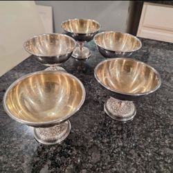 Vintage AMSTERDAM Sweden Prima NS Silver Plate ice cream cups/bowls