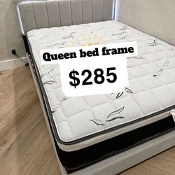 Queen bed frame new in box mattress included