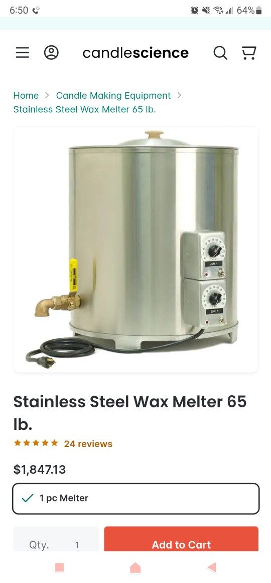 CandleScience 65 LB Industrial Wax Melter