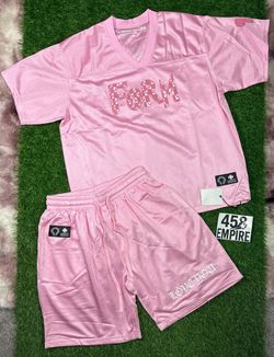 Chrome Hearts Pink Mesh Jersey and Shorts Set