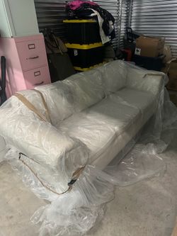 Queen Sleeper Sofa - Pull-Out Bed - Neutral Linen - Clean