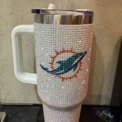 NFL FANTASTICS 40 OZ MIAM DOLPHIN BLINGED TUMBLER 
