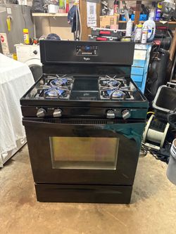 WHIRPOOL GAS STOVE  BLACK EVERYTHING WORKING ESTUFA DE GAS MUY BUENA