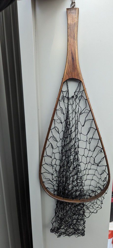 Vintage Fly Fishing Wood Handle Trout Landing Net Made In USA