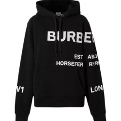 Burberry Horseferry Print Oversized Cotton Drawstring Hoodie